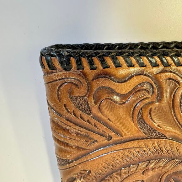 Vintage Floral Tooled Leather Wallet Western Design Bifold with Coin Pocket‎ - Picture 12 of 16